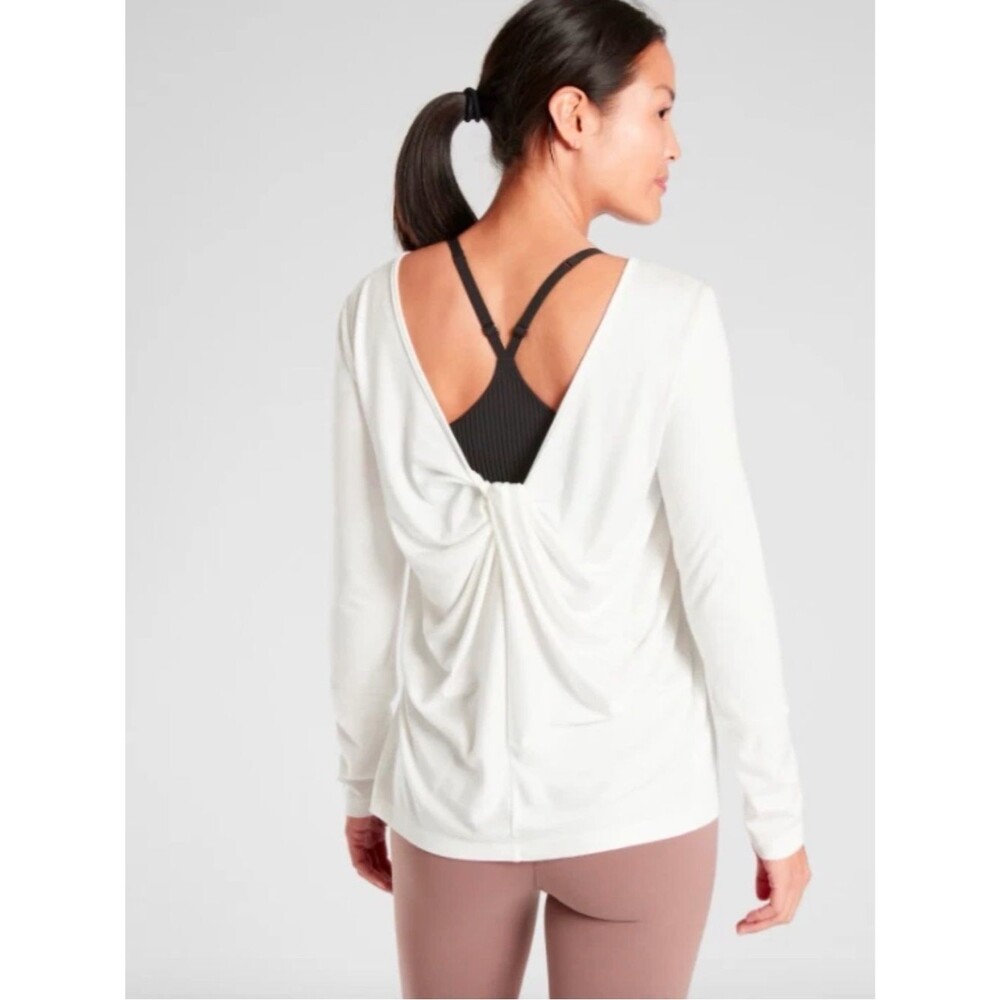 Athleta Waterfall Front Long Sleeve Top Bright White Size S